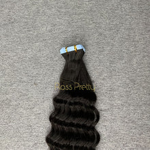 Load image into Gallery viewer, #1b Deep Wave Tape In Human Hair Extensions 20 Pieces/ Pack