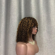 Load image into Gallery viewer, Highlight Wig Double Drawn Hair Pixie Curly Glueless Wig With Bang