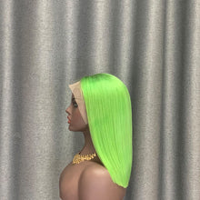 Load image into Gallery viewer, Lime Green Bob Wig Straight 13x4 Lace Front Human Hair