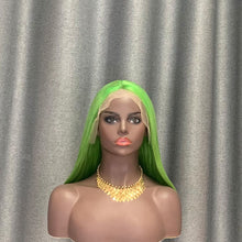 Load image into Gallery viewer, Lime Green Bob Wig Straight 13x4 Lace Front Human Hair