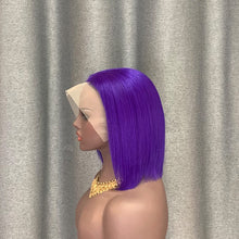 Load image into Gallery viewer, human hair bob wig purple