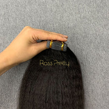 Load image into Gallery viewer, #1b Kinky Straight Tape In Human Hair Extensions