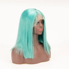 Load image into Gallery viewer, Dusty Blue Color 13×4 Lace Front Wigs Bob Straight Virgin Human Wig
