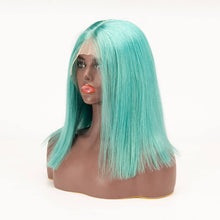 Load image into Gallery viewer, Dusty Blue Color 13×4 Lace Front Wigs Bob Straight Virgin Human Wig