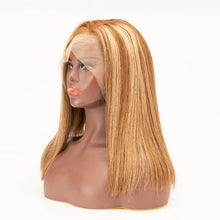 Load image into Gallery viewer, 4/4/27 Color 13×4 Lace Front Wigs Bob Straight Ombre Hair Virgin Human Wig