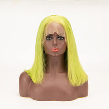 Load image into Gallery viewer, Bob Straight Fluorescence Green Color Hair 13×4 Lace Front Wigs