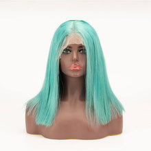 Load image into Gallery viewer, Dusty Blue Color 13×4 Lace Front Wigs Bob Straight Virgin Human Wig