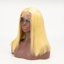 Load image into Gallery viewer, Lemon Green Color Hair Bob Straight 13×4 Lace Front Wigs