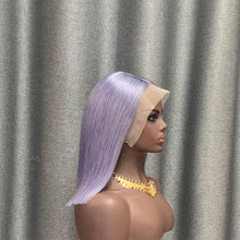 Load image into Gallery viewer, Periwinkle Color Human Hair Lilac Bob Wig 13x4 Lace Front 10-16 Inch