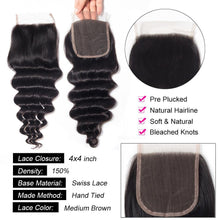 Load image into Gallery viewer, Loose Deep Closure Human Hair Extensions Brazilian Loose Deep Closure - Ross Pretty Hair Official