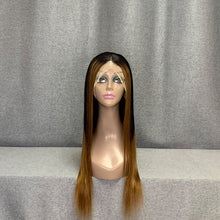 Load image into Gallery viewer, #1b-30 Ombre Wig With #30 Highlights Skunk Stripe Frontal Wig