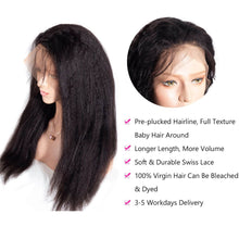 Load image into Gallery viewer, Kinky Straight 360 Lace Wigs With Pre-plucked Hair