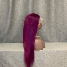 Load image into Gallery viewer, Purple/ Blue/ Green Human Hair Straight 13x4 Lace Front Wig