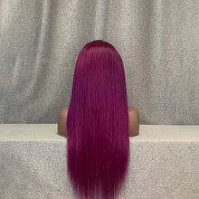Load image into Gallery viewer, Purple Human Hair Straight 13x4 Lace Front Wig