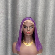 Load image into Gallery viewer, Light Purple Human Hair Bob Wig 13x4 Lace Front 10-16 Inch