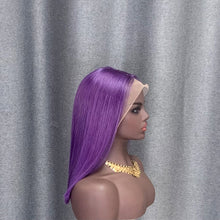 Load image into Gallery viewer, Light Purple Human Hair Bob Wig 13x4 Lace Front 10-16 Inch