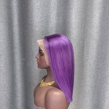 Load image into Gallery viewer, Light Purple Human Hair Bob Wig 13x4 Lace Front 10-16 Inch