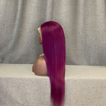 Load image into Gallery viewer, Purple Human Hair Straight 13x4 Lace Front Wig