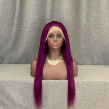 Load image into Gallery viewer, Purple/ Blue/ Green Human Hair Straight 13x4 Lace Front Wig