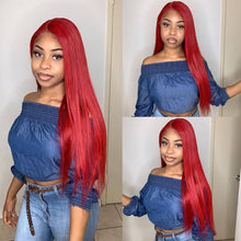 Load image into Gallery viewer, Red 13×6 Lace Front Wig Straight