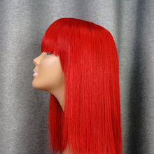 Load image into Gallery viewer, Red Bang Wig Short Bob Wig Straight Hair