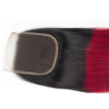 Load image into Gallery viewer, Ross Pretty hair 4*4 Lace Closure 1b red Human Hair swiss closure - Ross Pretty Hair Official