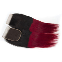 Load image into Gallery viewer, Ross Pretty hair 4*4 Lace Closure 1b red Human Hair swiss closure - Ross Pretty Hair Official