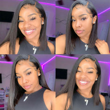 Load image into Gallery viewer, Straight Human Hair Lace Front Short Bob Wigs