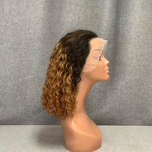 Load image into Gallery viewer, #1b-30 Water Wave Bob Wig Ombre Hair Lace Frontal Bob Wig