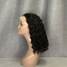 Load image into Gallery viewer, Water Wave Bob Wig 13x4 Lace Front Natural Black Curl Bob Wig