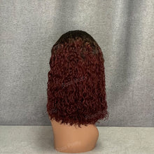 Load image into Gallery viewer, Burgundy Bob Wig #1b-99j Hair Water Wave Lace Front Bob Wig