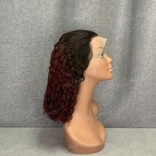 Load image into Gallery viewer, Burgundy Bob Wig #1b-99j Hair Water Wave Lace Front Bob Wig