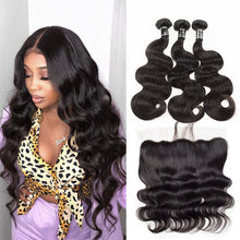 Load image into Gallery viewer, 3 Bundles With 13x4 Frontal Body Wave Virgin Hair
