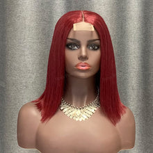 Load image into Gallery viewer, Burgundy Bob Wig Human Hair 2x6 Lace Closure Wig Beauty Shop Supply
