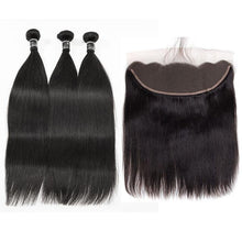 Load image into Gallery viewer, 3 Bundles With 13x4 Frontal Straight Virgin Hair
