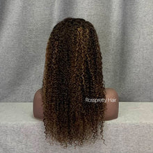 Load image into Gallery viewer, Kinky Curly Highlight P4/27 Color 13x4 Lace Front Wig Honey Blonde Human Hair 22Inch

