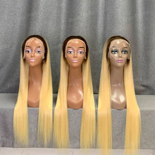Load image into Gallery viewer, 613 Blonde With Brown Roots 4/613  Human Hair Lace Front Wig
