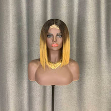 Load image into Gallery viewer, Kim K Bob Style 2x6 Lace Ombre Color 1b-4-27 Bob Wig Human Hair
