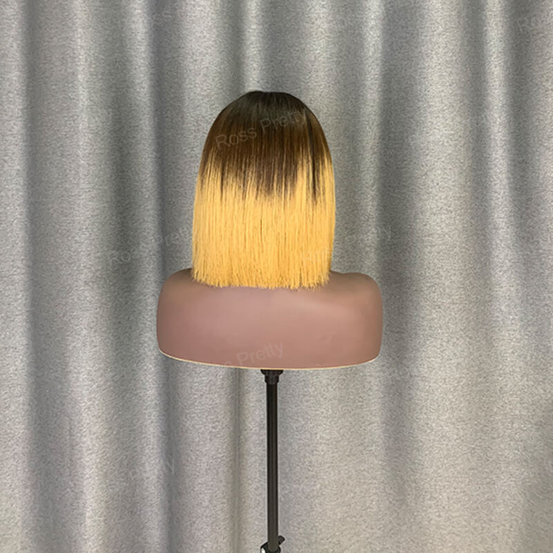 Kim K Bob Style 2x6 Lace Ombre Color 1b-4-27 Bob Wig Human Hair