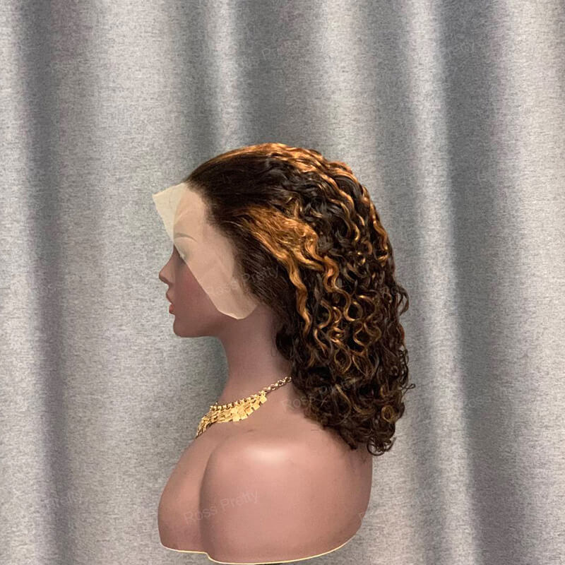 Curly Wig Highlight Human Hair 13x4 Lace Front Wig Water Wavy