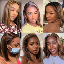Load image into Gallery viewer, P4/27 Highlight 13X4 Lace Frontal Bob Wigs Straight Human Hair Wigs
