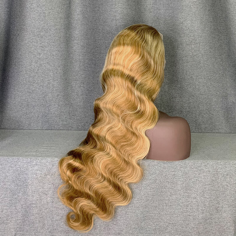 Straight & Body Wave Honey Blonde Highlight Wig 13x4 Lace Front Wig