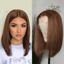 Load image into Gallery viewer, Dark Brown/ Chestnut Brown Hair Bob Wig Straight &amp; Loose Wave Wig

