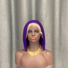 Load image into Gallery viewer, 12 inch purple bob lace wig

