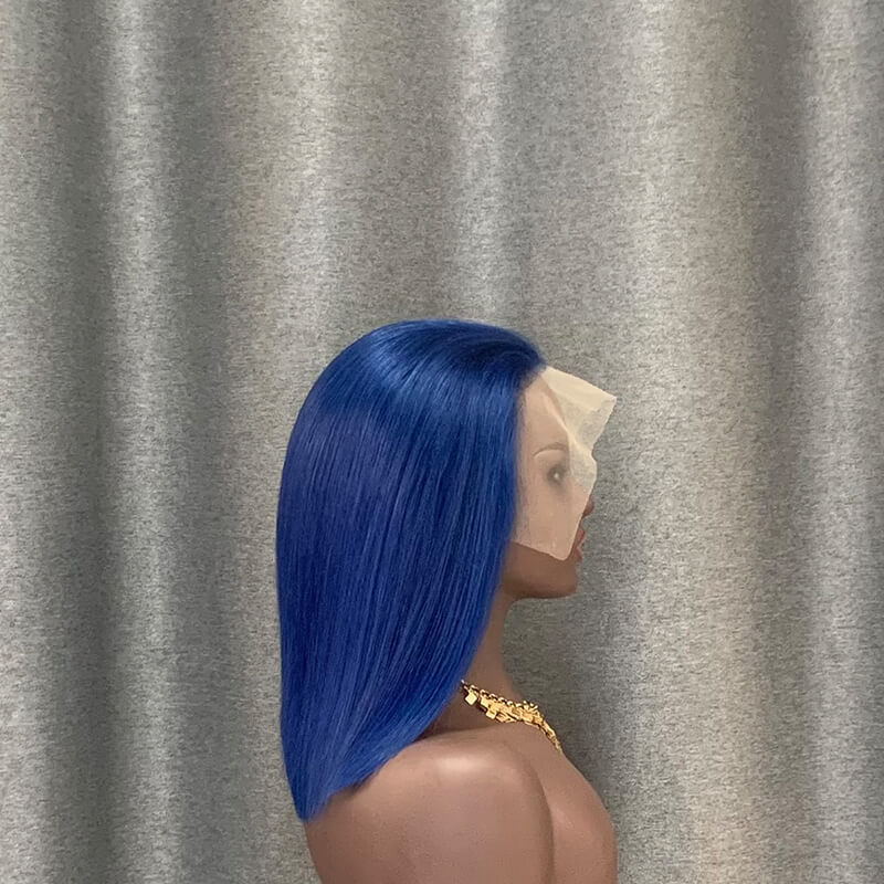 Blue Bob Wig 12 inch 13x4 Lace Front Human Hair
