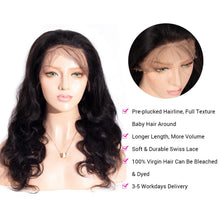 Load image into Gallery viewer, 13×6 Lace Front Wig Body Wave Virgin Human Hair Wigs High density - Ross Pretty Hair Official
