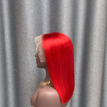 Load image into Gallery viewer, 13X6 Lace Frontal Red Bob Wig Straight Human Hair
