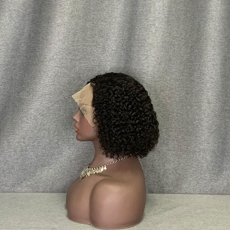 Curly Wave #1b C-Side Part Lace Front Wig 10 Inch Wig