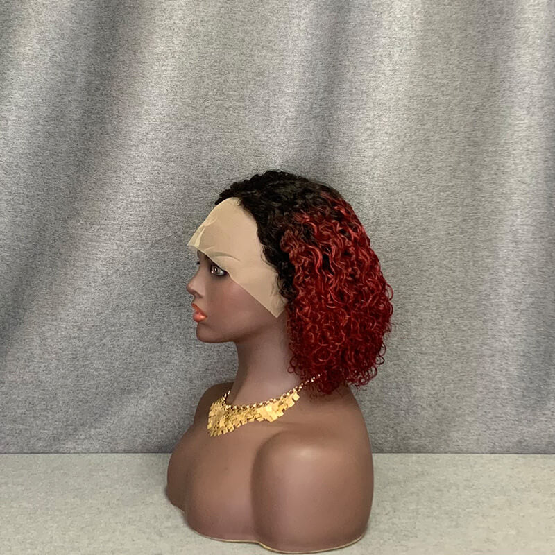 Curly Wave 1b-99j Human Hair C Side Part Lace Wig