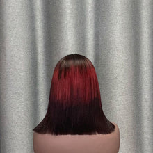 Load image into Gallery viewer, 3T Ombre Burgundy Bob Wig T Part Lace Straight Human Hair
